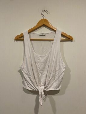 BABATON Stretchy White Knotted Tank Top
